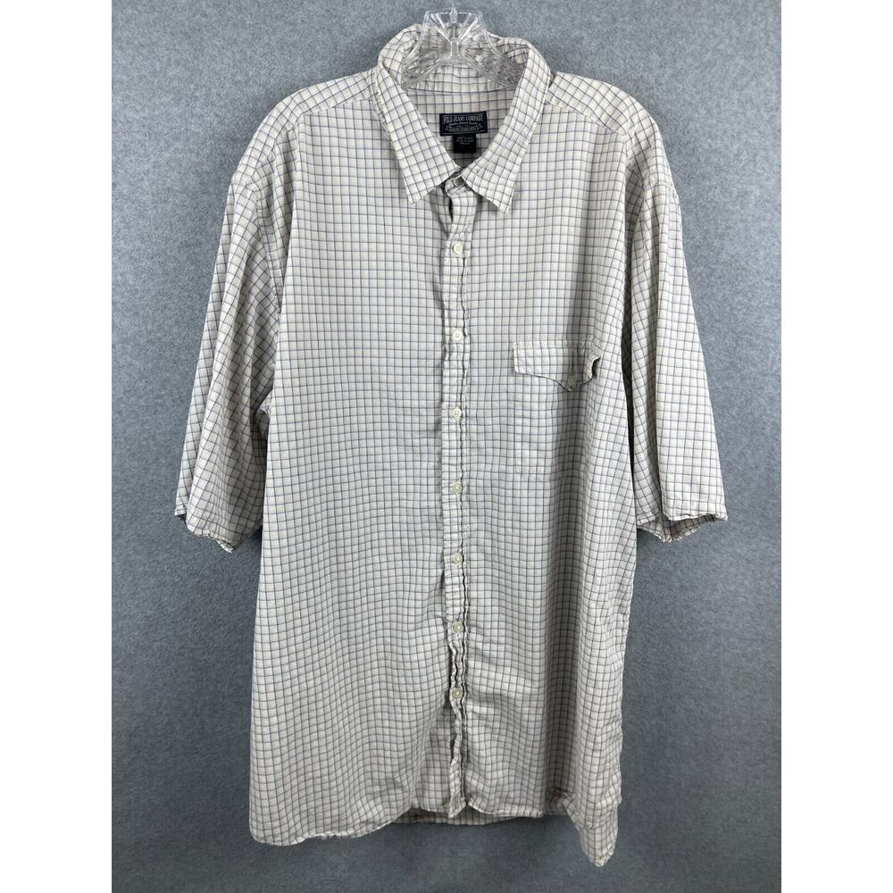 Vintage‎ Polo Ralph Lauren Shirt Men's 2XLT White Squares Short Sleeve Button Up